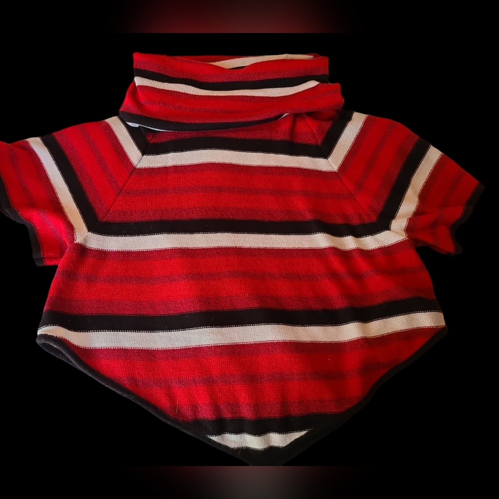 Red and black poncho sweater